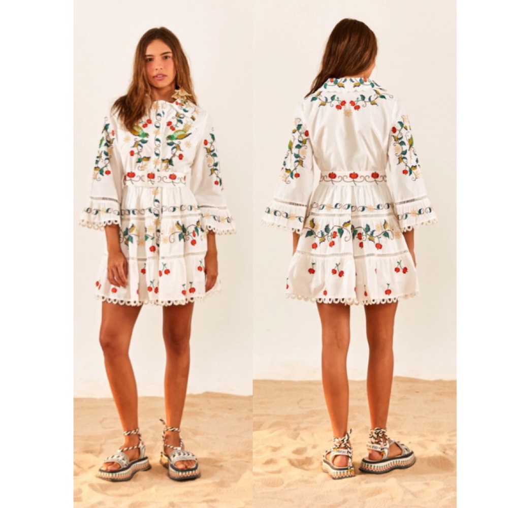 FARM RIO Pitanga cross stitch belted dress